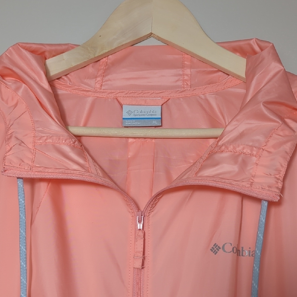 Columbia Flash Forward Coral Peach Gray Windbreaker Jacket Full Zip XL Spring - Picture 7 of 16